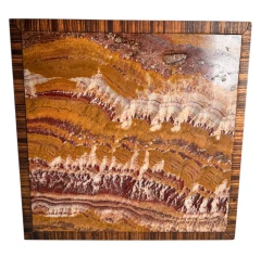 Two Art Deco Nightstands or Bedside Tables with Multi-Colored Marble Tops, 1930s